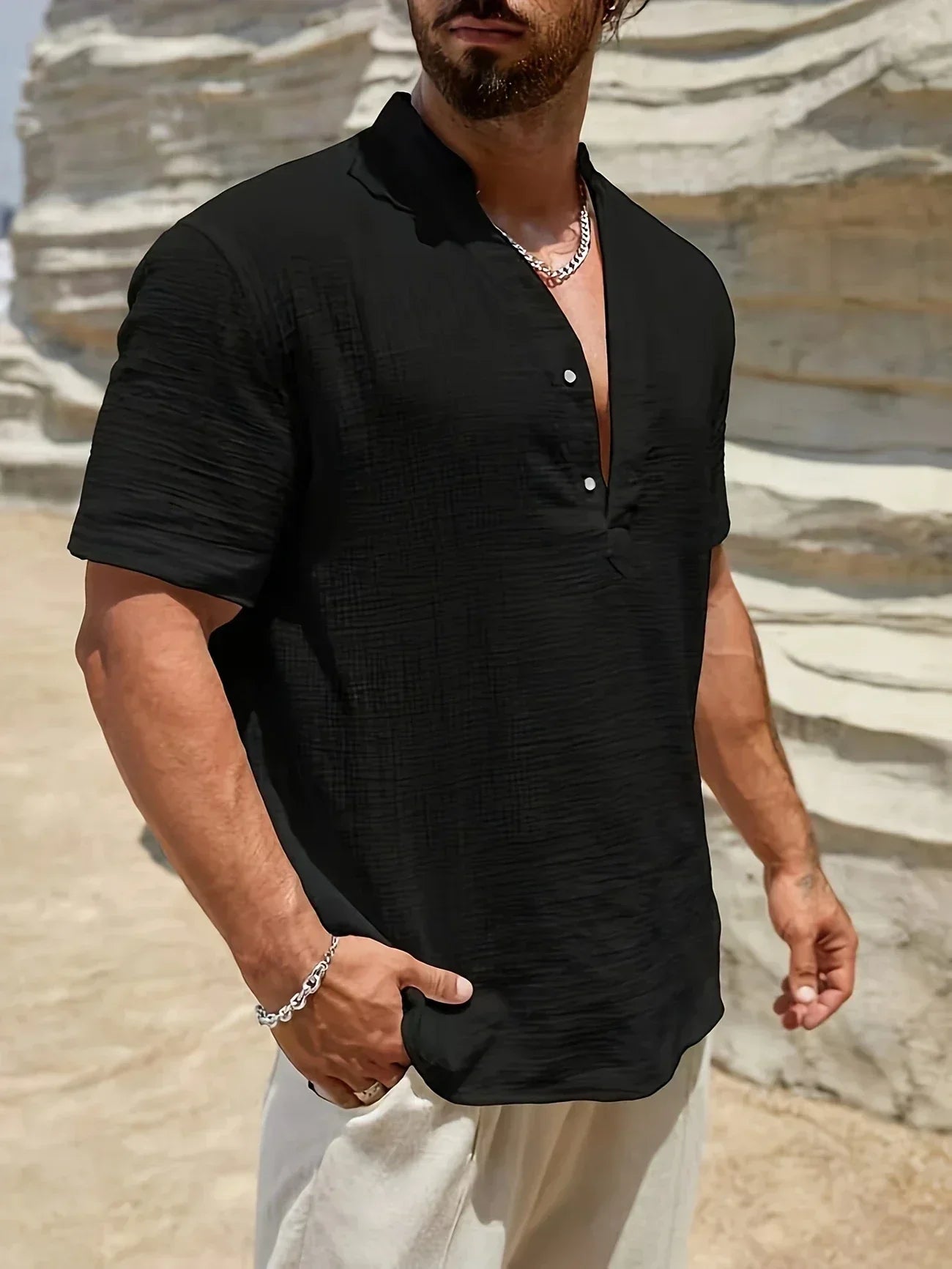 Leblanc™ | Elegante camisa de verano con cuello alto
