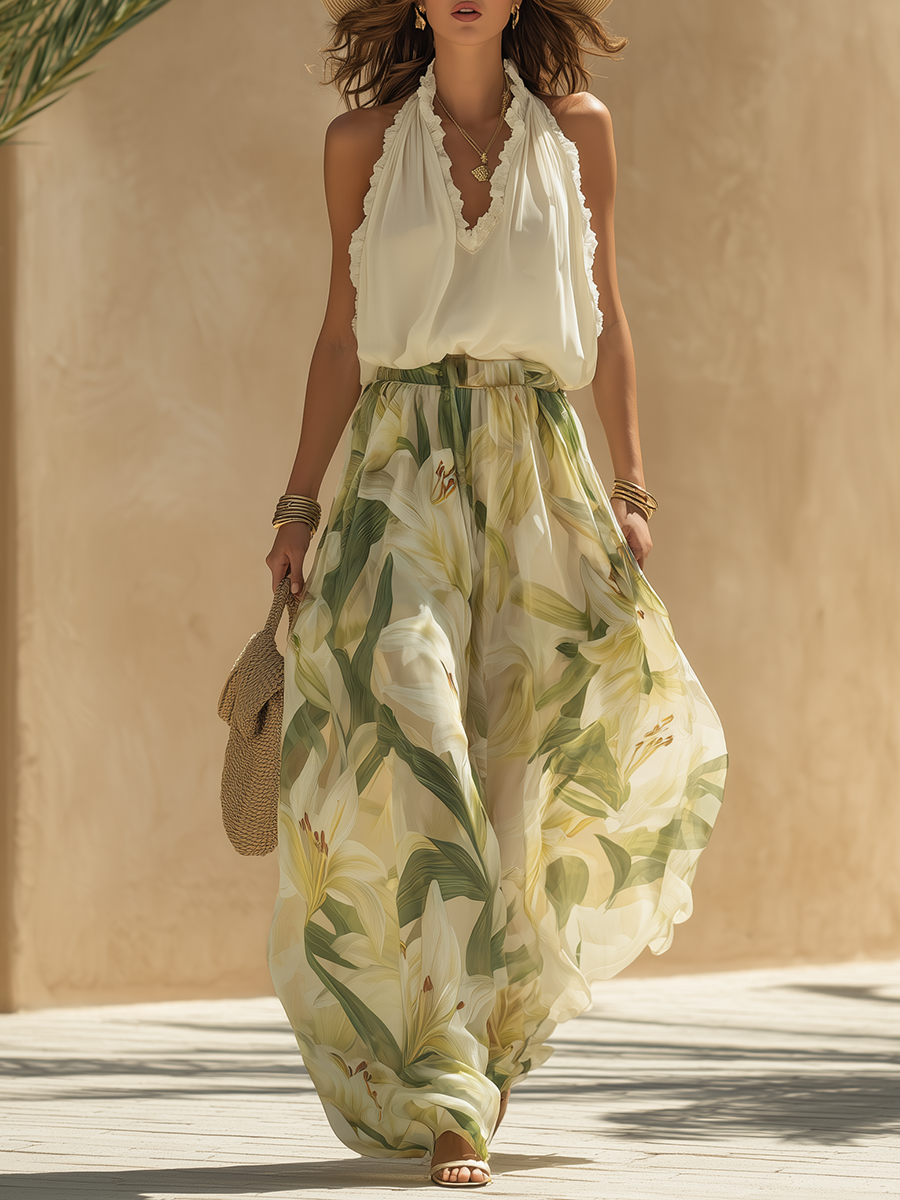 Lysandra | Conjunto fluido con estampado Lys, elegante