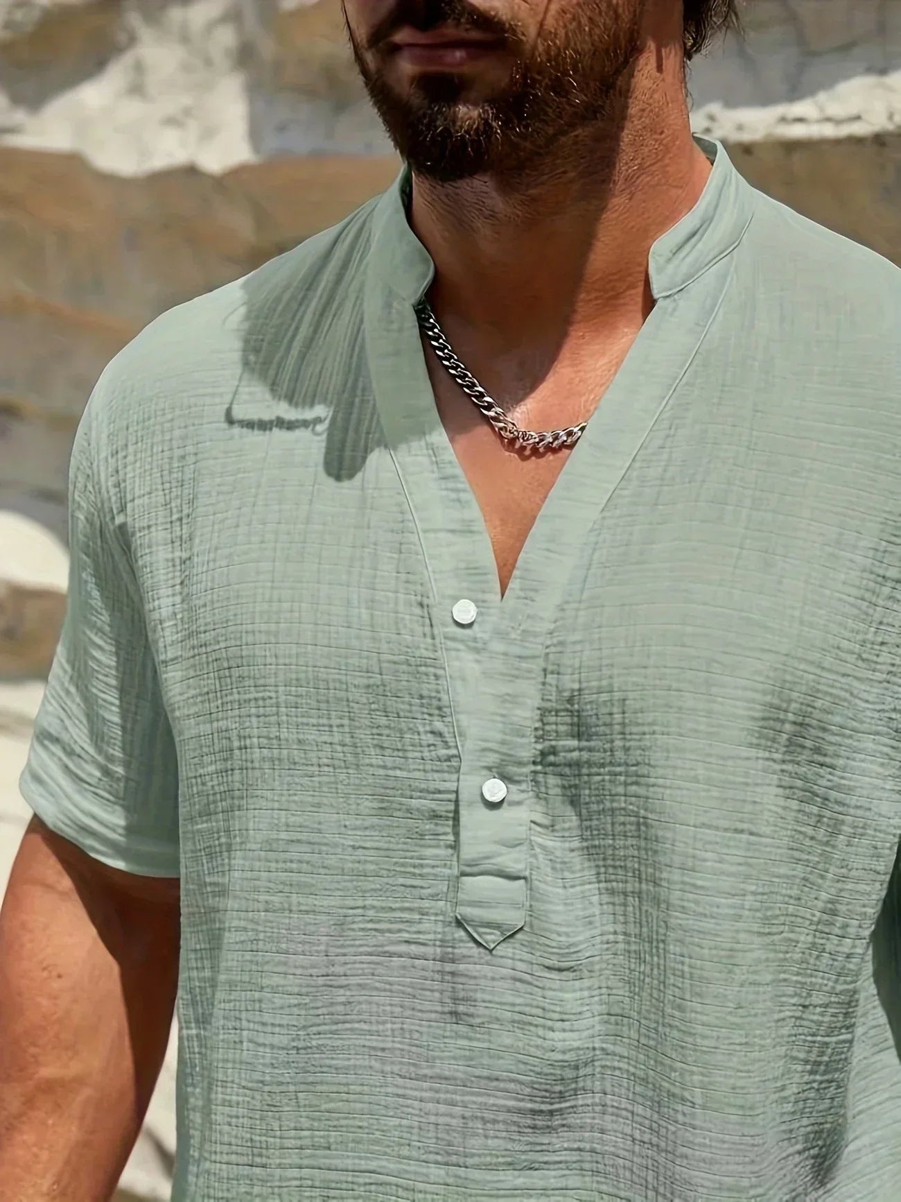 Leblanc™ | Elegante camisa de verano con cuello alto