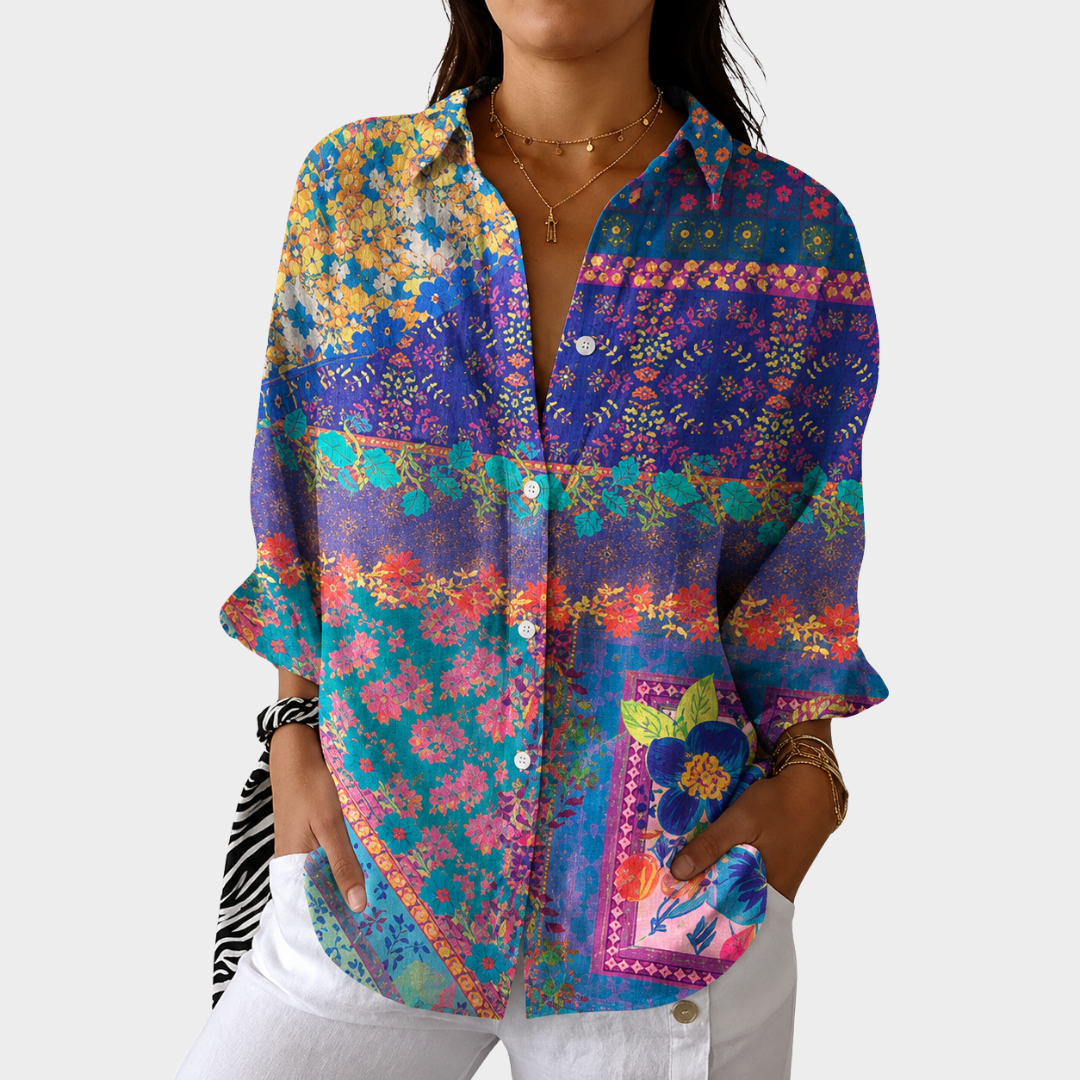 Blusa ligera con estampado colorido