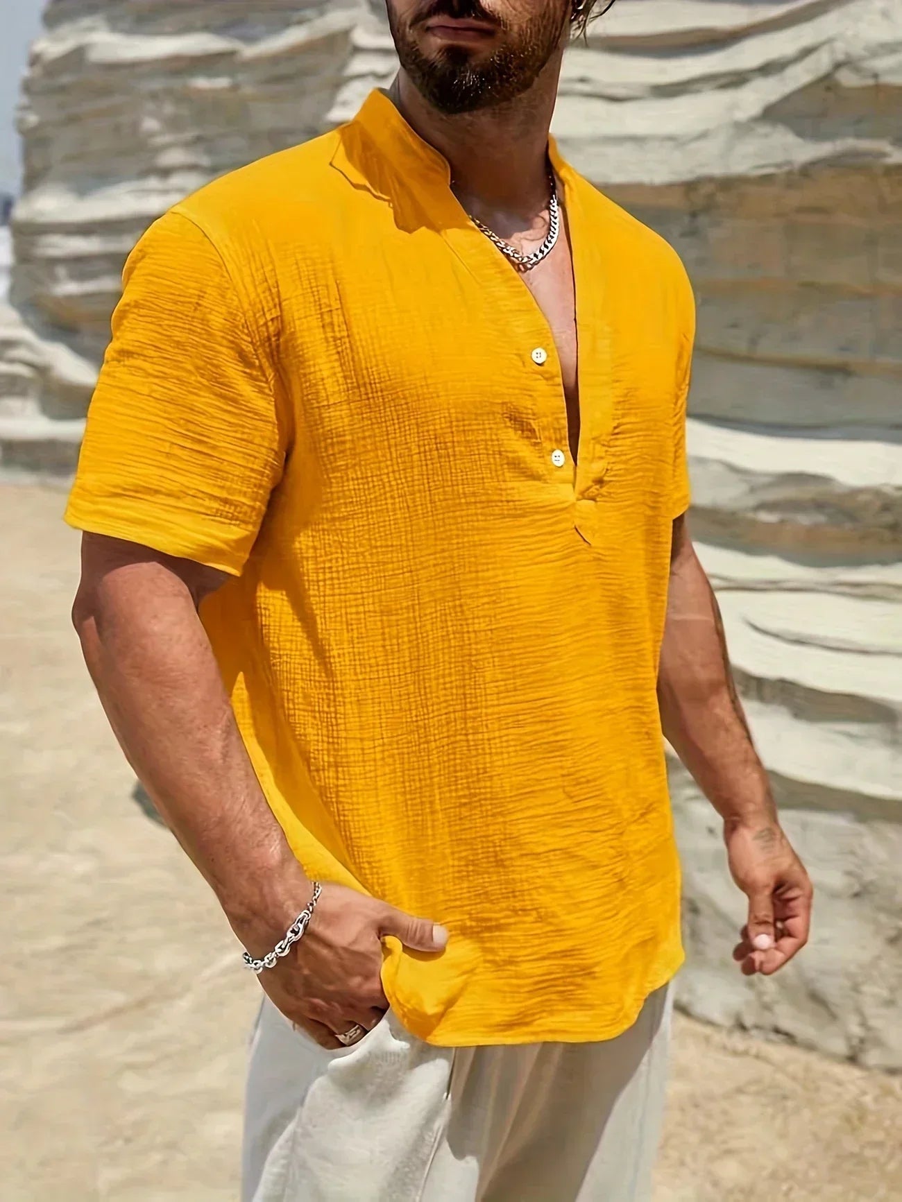 Leblanc™ | Elegante camisa de verano con cuello alto