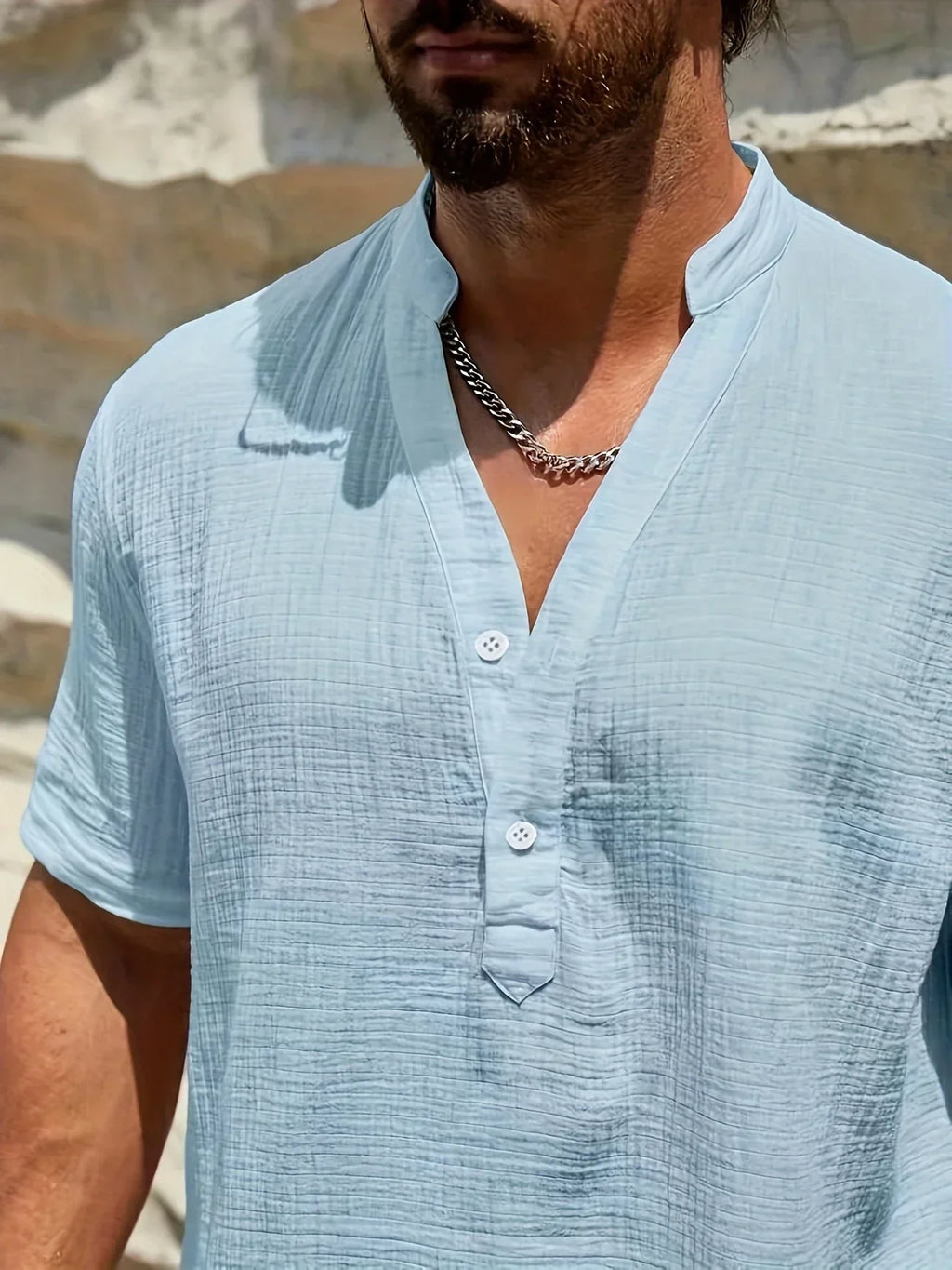 Leblanc™ | Elegante camisa de verano con cuello alto