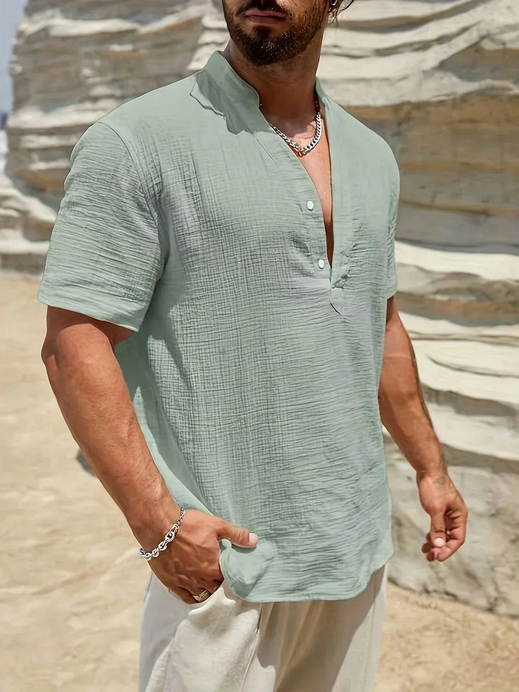 Leblanc™ | Elegante camisa de verano con cuello alto