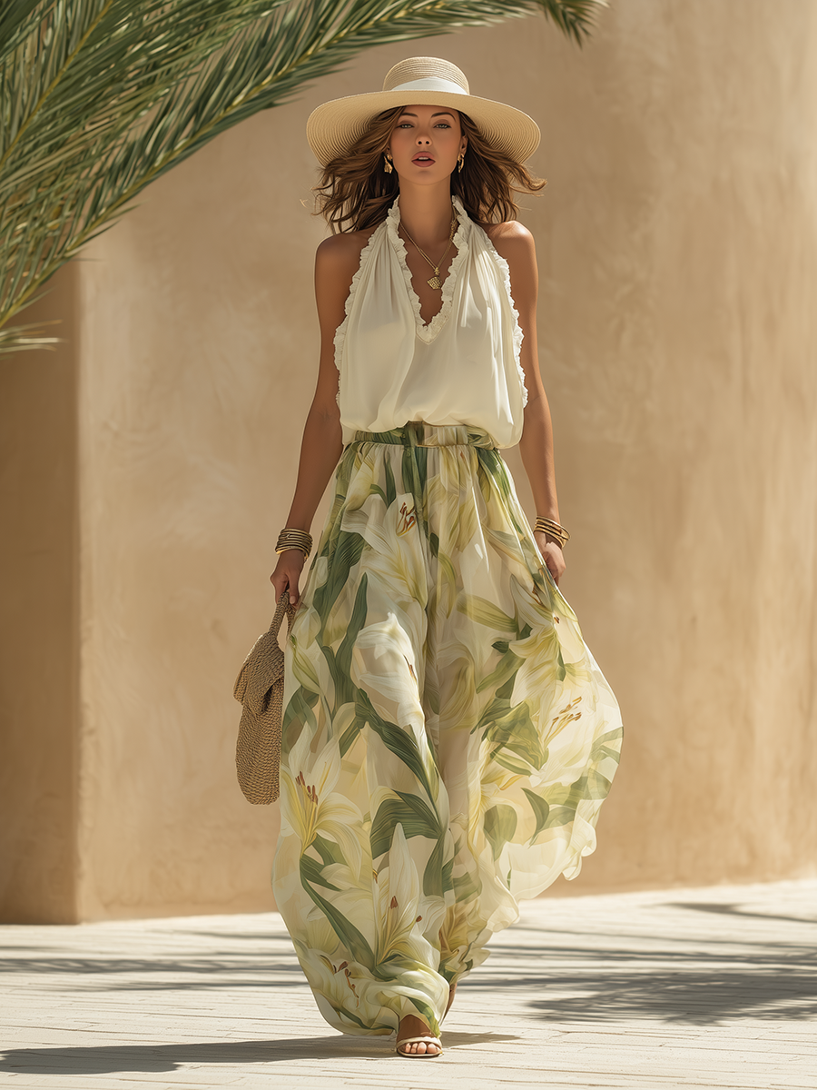 Lysandra | Conjunto fluido con estampado Lys, elegante