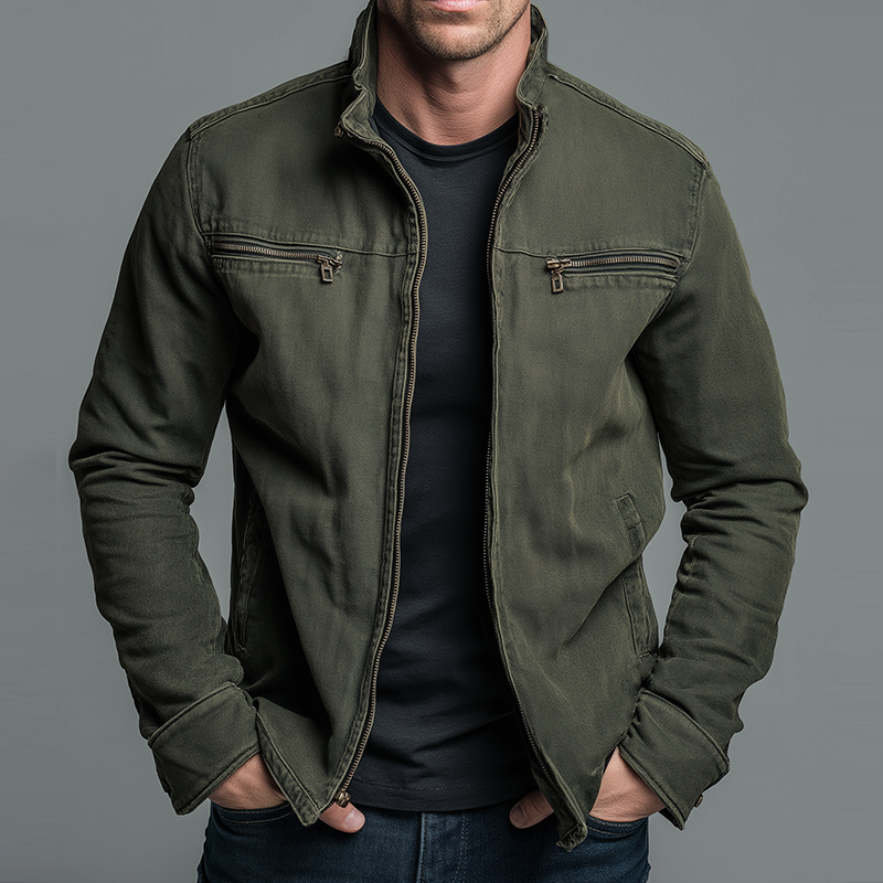 LOUIS™ | Veste en coton vintage à fermeture zippée