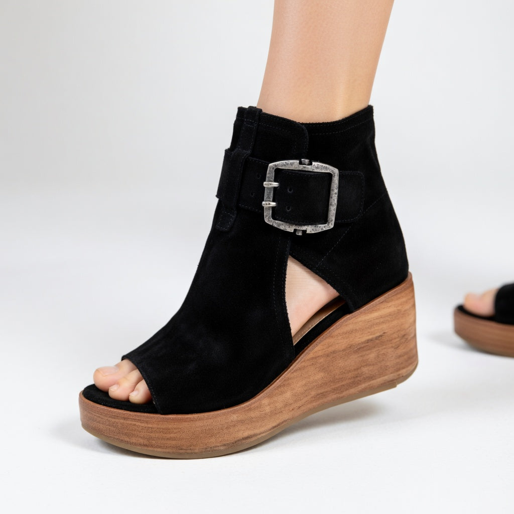 Oréliss - Botines con cuña y puntera abierta de estilo moderno