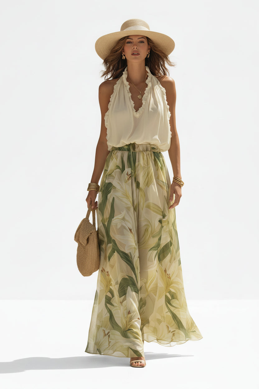 Lysandra | Conjunto fluido con estampado Lys, elegante