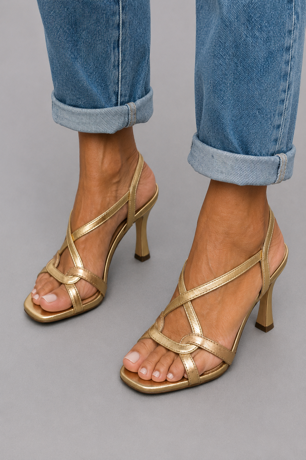 Cassie | Sandalias de tacón Golden Summer Charm
