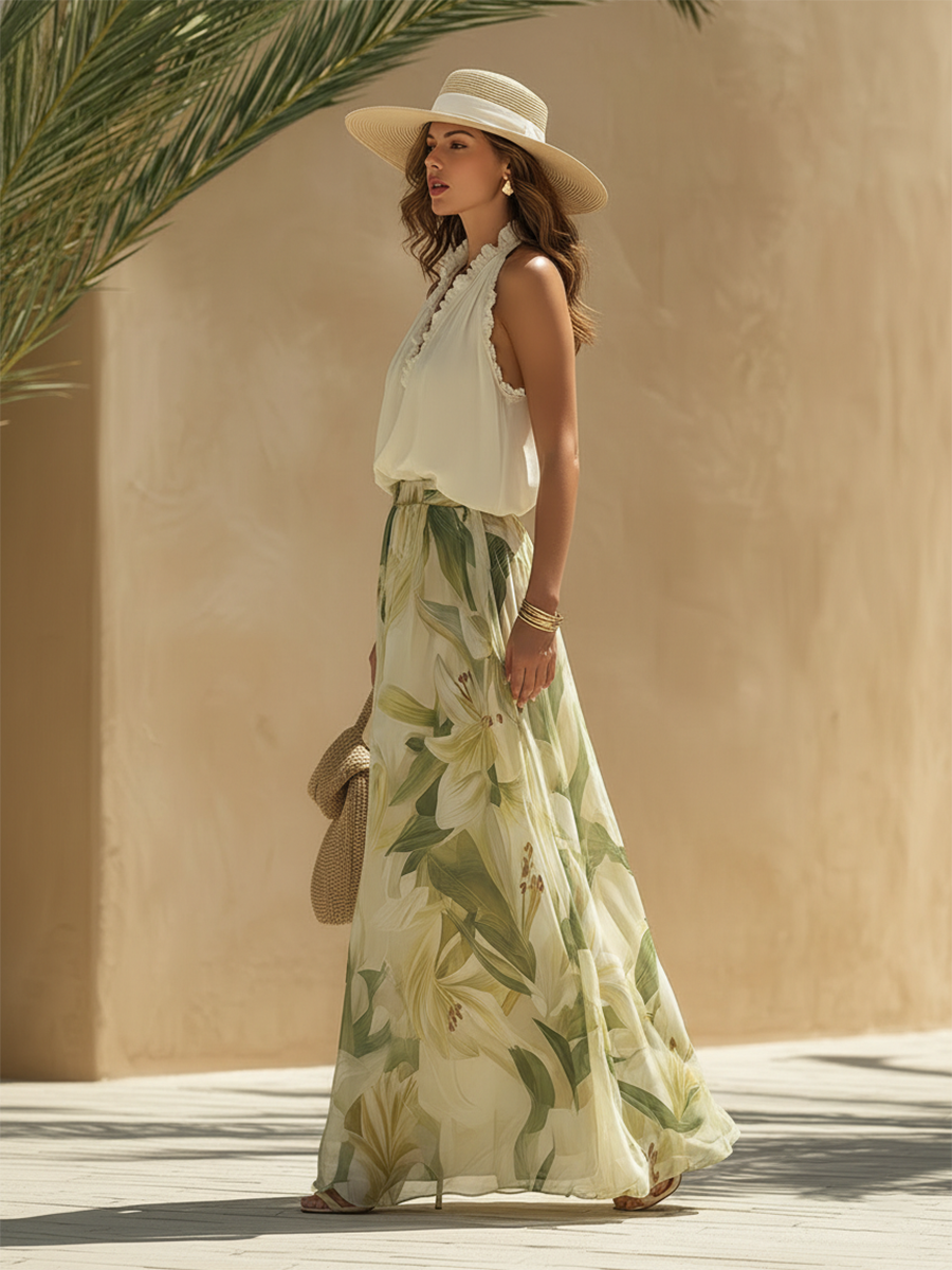 Lysandra | Conjunto fluido con estampado Lys, elegante