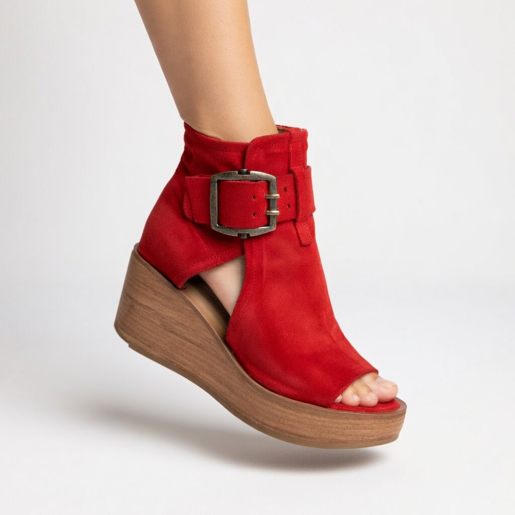 Oréliss - Botines con cuña y puntera abierta de estilo moderno