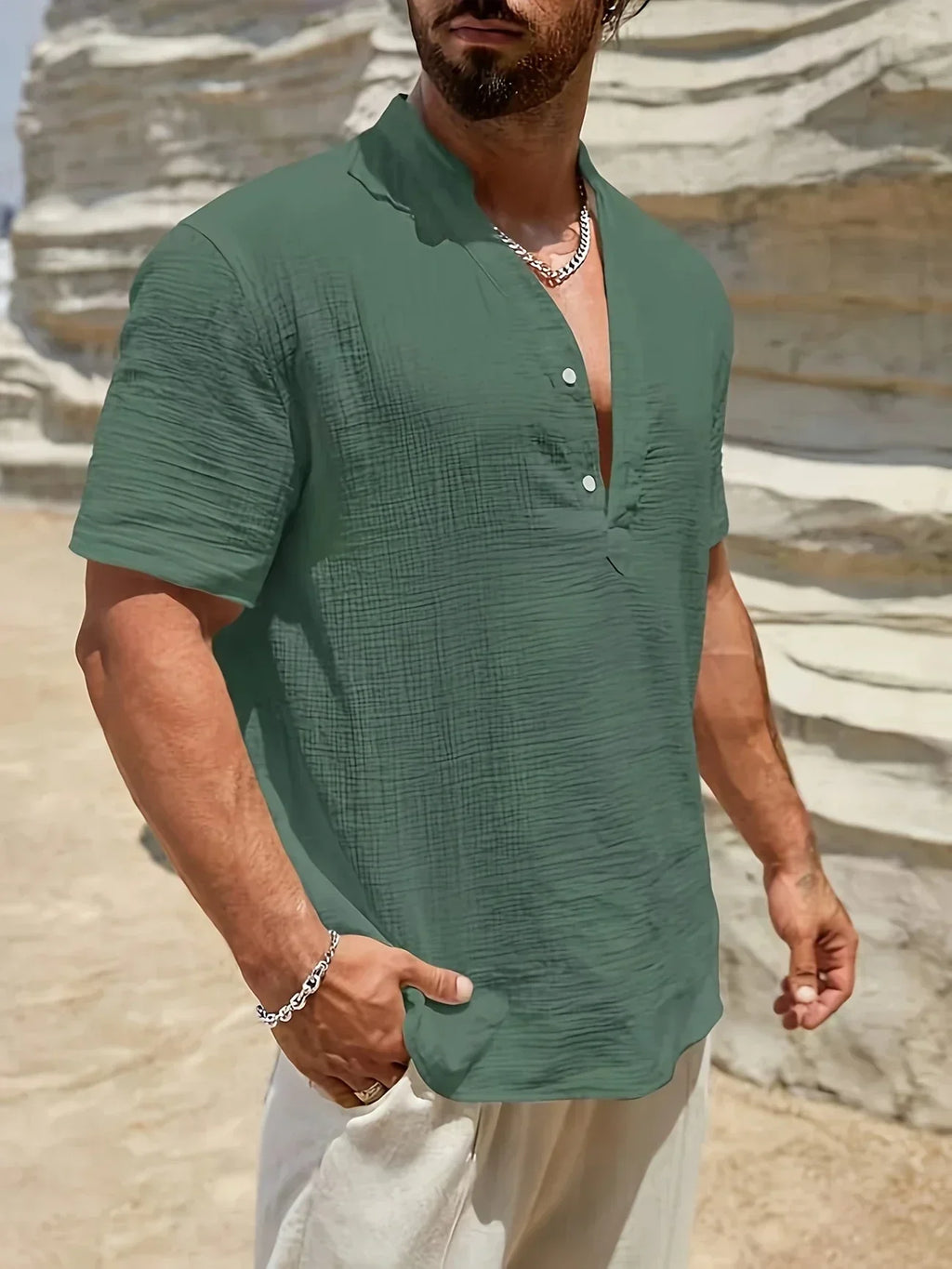 Leblanc™ | Elegante camisa de verano con cuello alto