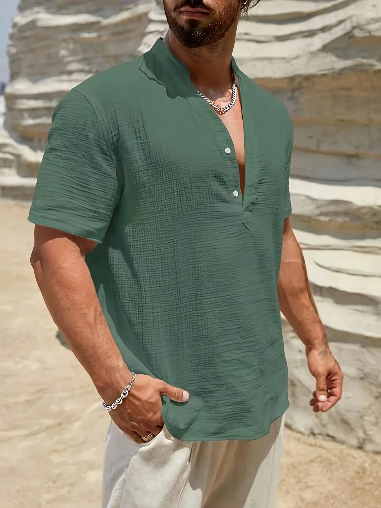 Leblanc™ | Elegante camisa de verano con cuello alto
