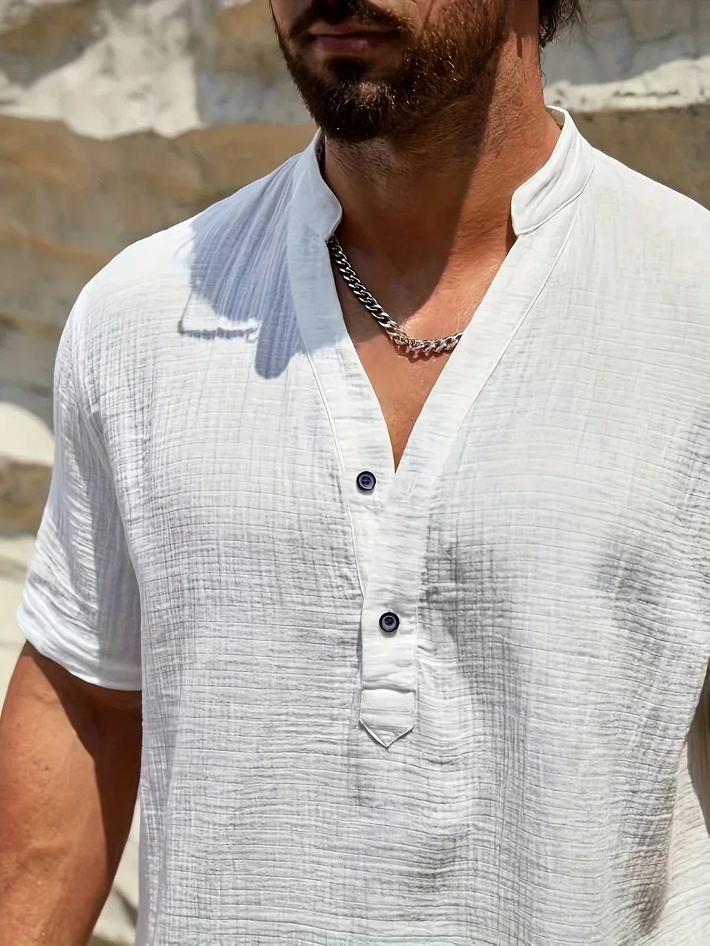 Leblanc™ | Elegante camisa de verano con cuello alto