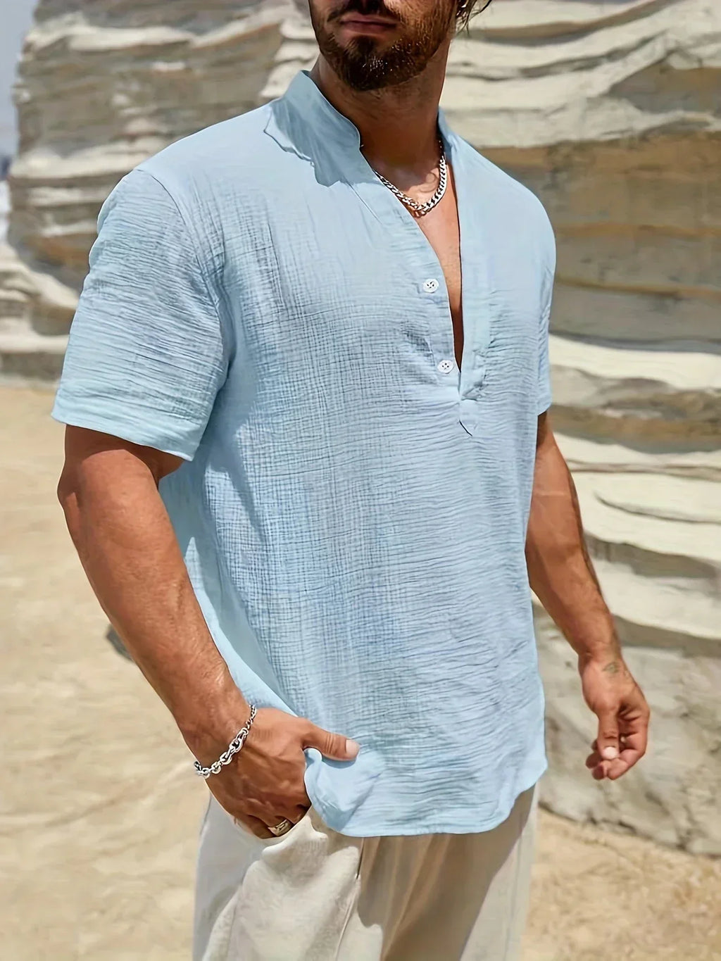 Leblanc™ | Elegante camisa de verano con cuello alto