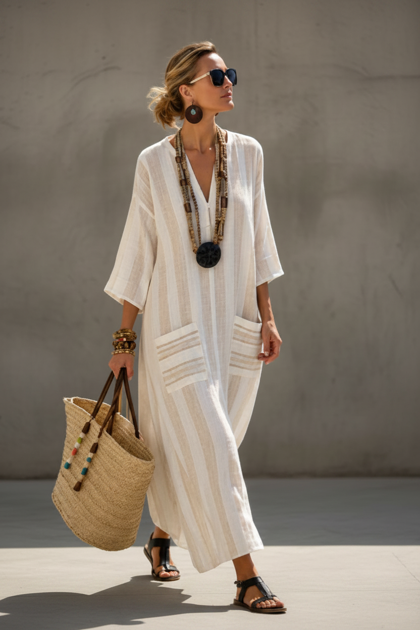 Caftán | Rayas beige