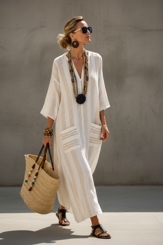Caftán | Rayas beige