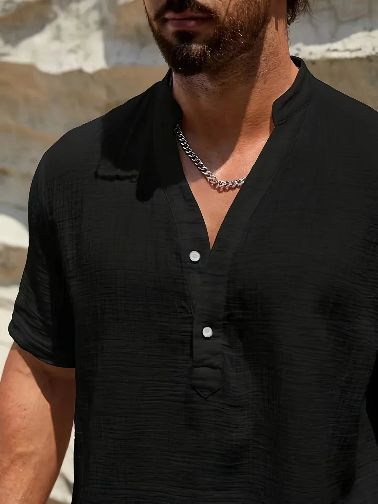 Leblanc™ | Elegante camisa de verano con cuello alto