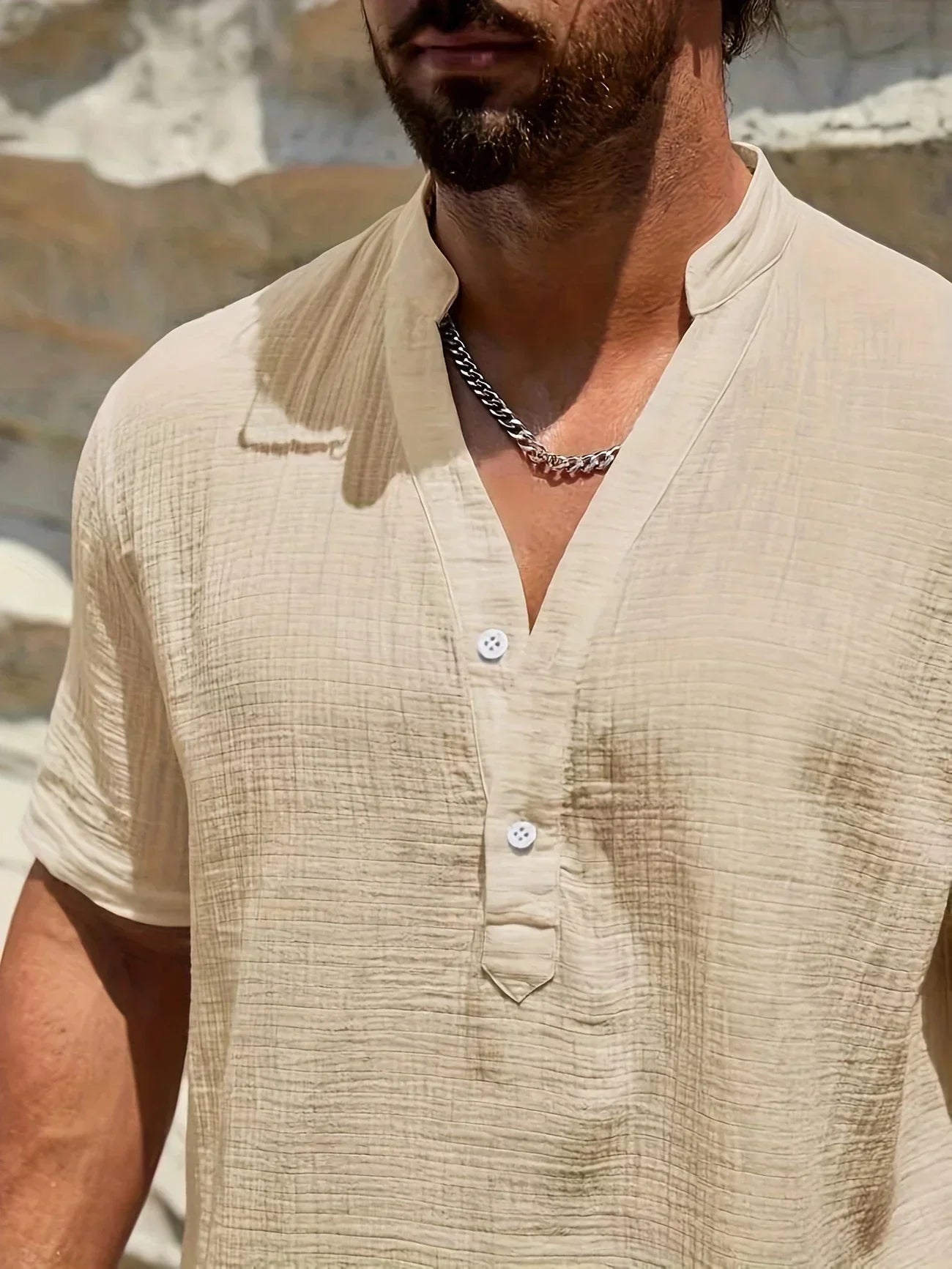 Leblanc™ | Elegante camisa de verano con cuello alto